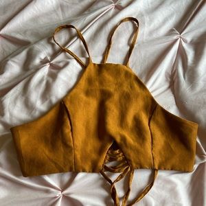 Tan suede crop top